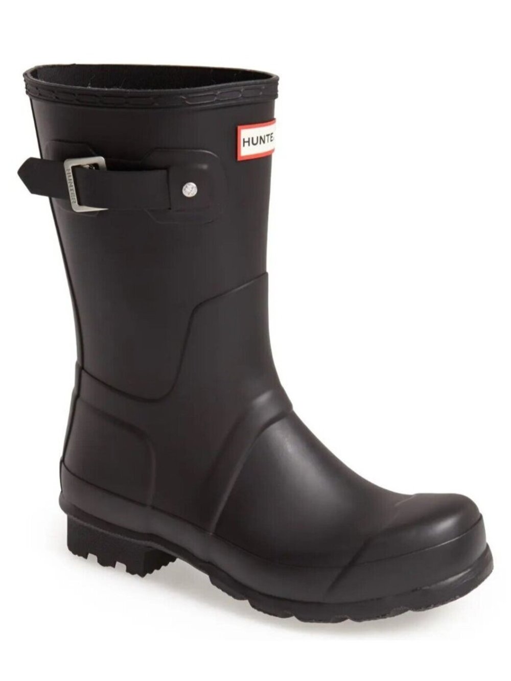 Hunter Men's Original Short Waterproof Rubber Rain Boots Black Size 12